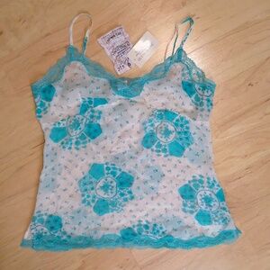 Guess Jeans Silk Lace Floral Cami Camisoles Top Shirt M
